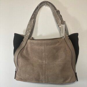 NWT - Tignanello Suede Color-Block Shopper with Side Zip Detail
